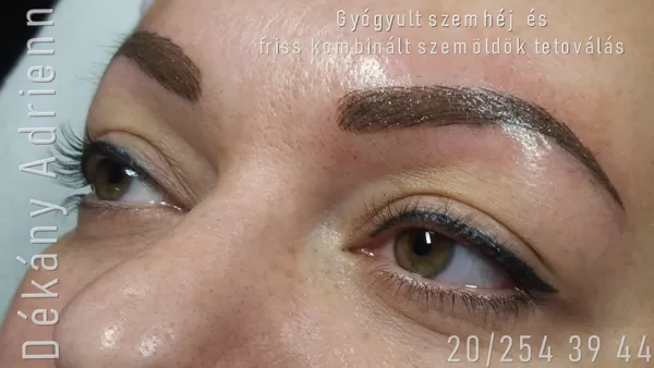 Gyógyult szemhéj tetoválás és kombinált szemöldök (púderes+szálas)